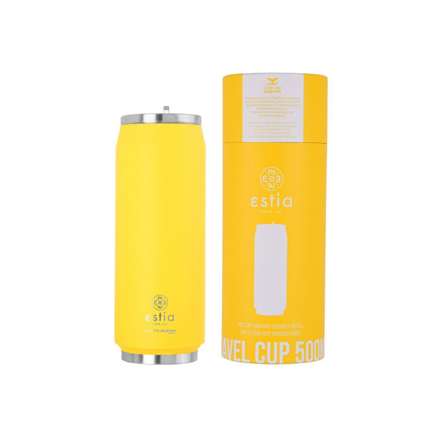 Estia θερμός Travel Cup Save The Aegean 500ml Pineapple Yellow (01-10324)