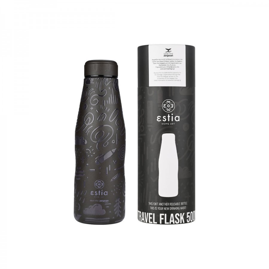 Estia θερμός Travel Flask Save The Aegean 500ml Noir Echo (01-22044)