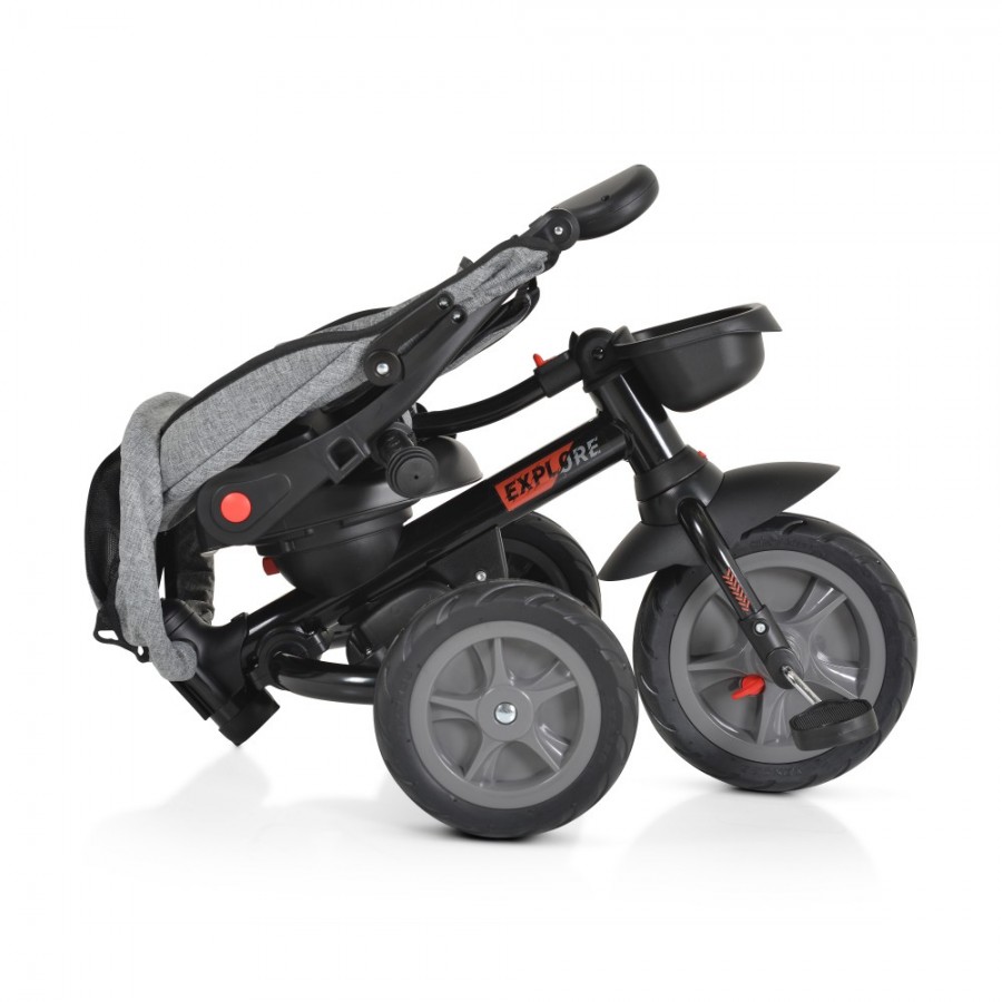 Byox Παιδικό Τρίκυκλο Ποδήλατο Πτυσσόμενο με Χειρολαβή Γονέα Explore Grey (3800146231415)