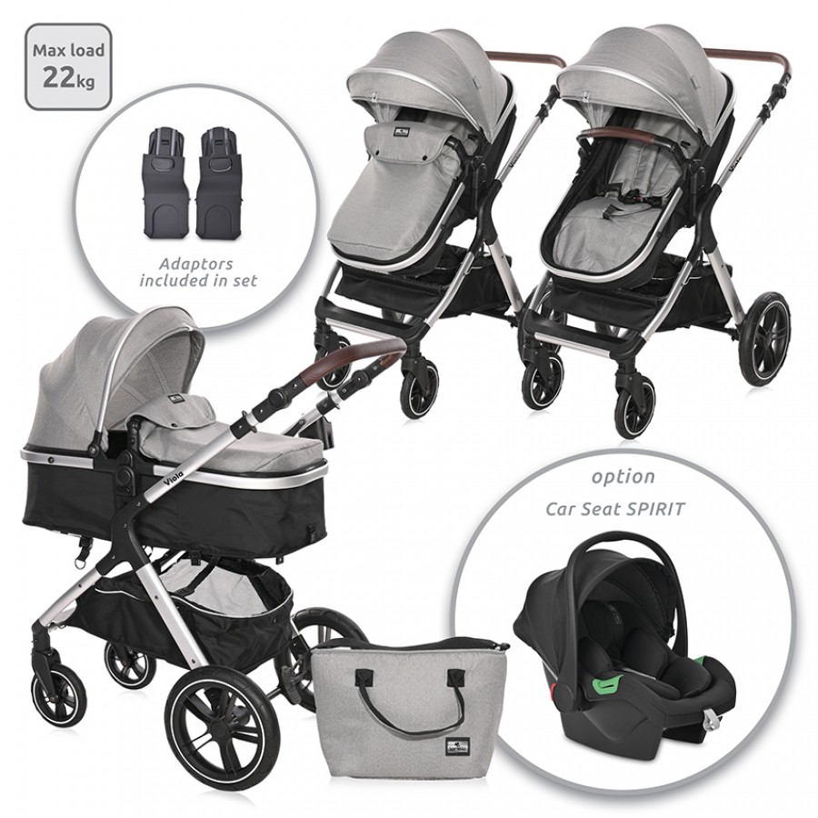 Lorelli Bertoni Convertible Stroller 3 In 1 Viola Opaline Grey (10021812302A)