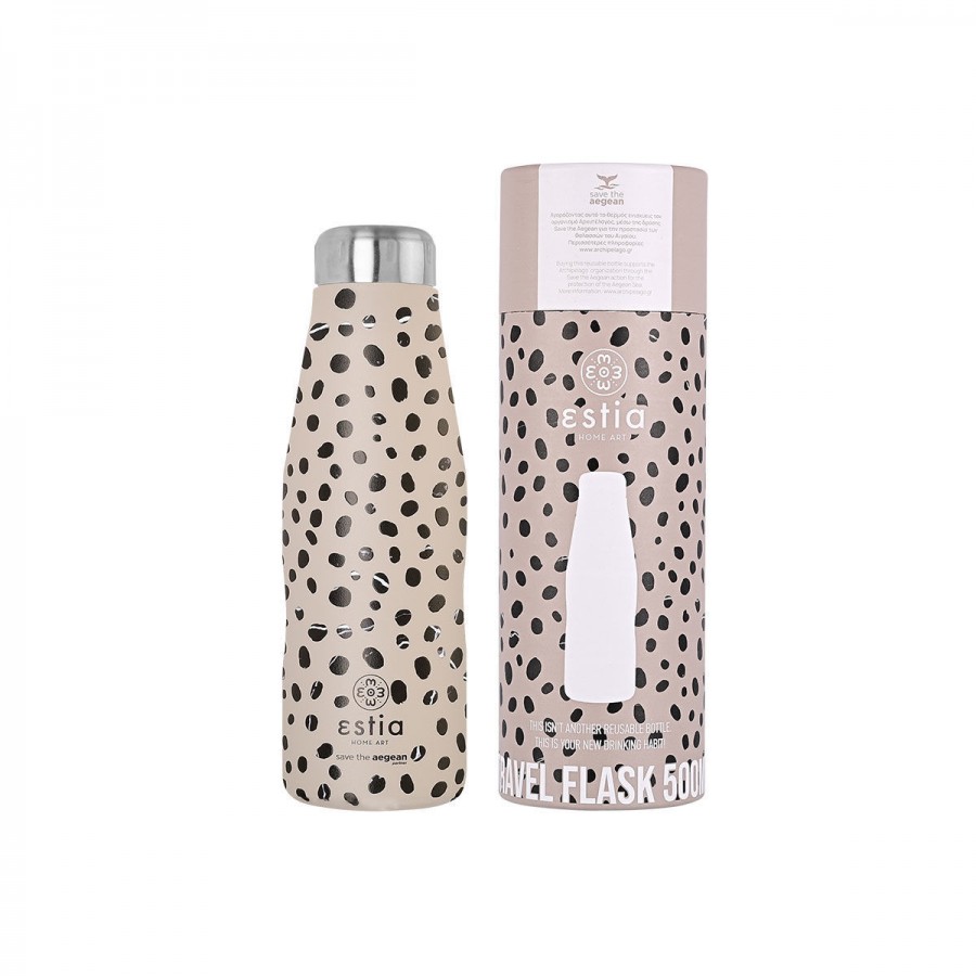 Estia θερμός Travel Flask Save The Aegean 500ml Leopard Taupe (01-16630)