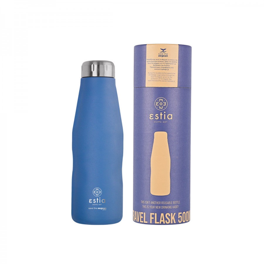 Estia θερμός Travel Flask Save The Aegean 500ml Denim Blue (01-12052)