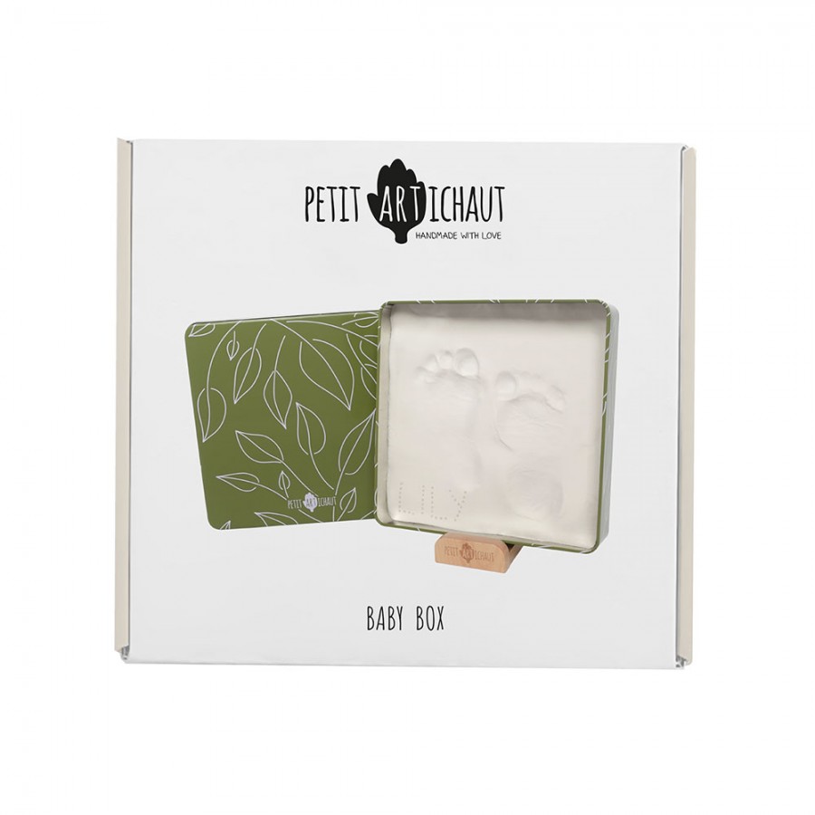 Petit Artichaut  Μεταλλικό κουτί για Αποτυπώματα Baby Box Square – Olive Tree (PA1403)