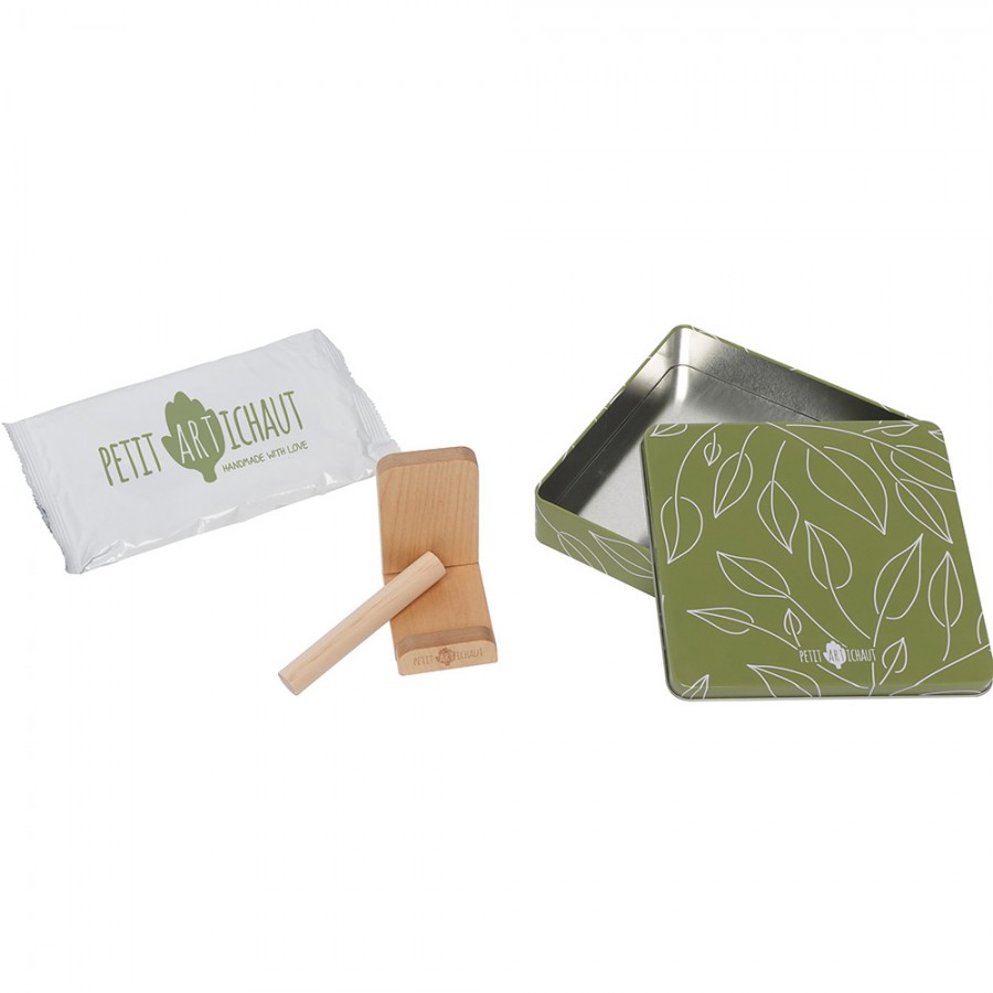 Petit Artichaut  Μεταλλικό κουτί για Αποτυπώματα Baby Box Square – Olive Tree (PA1403)