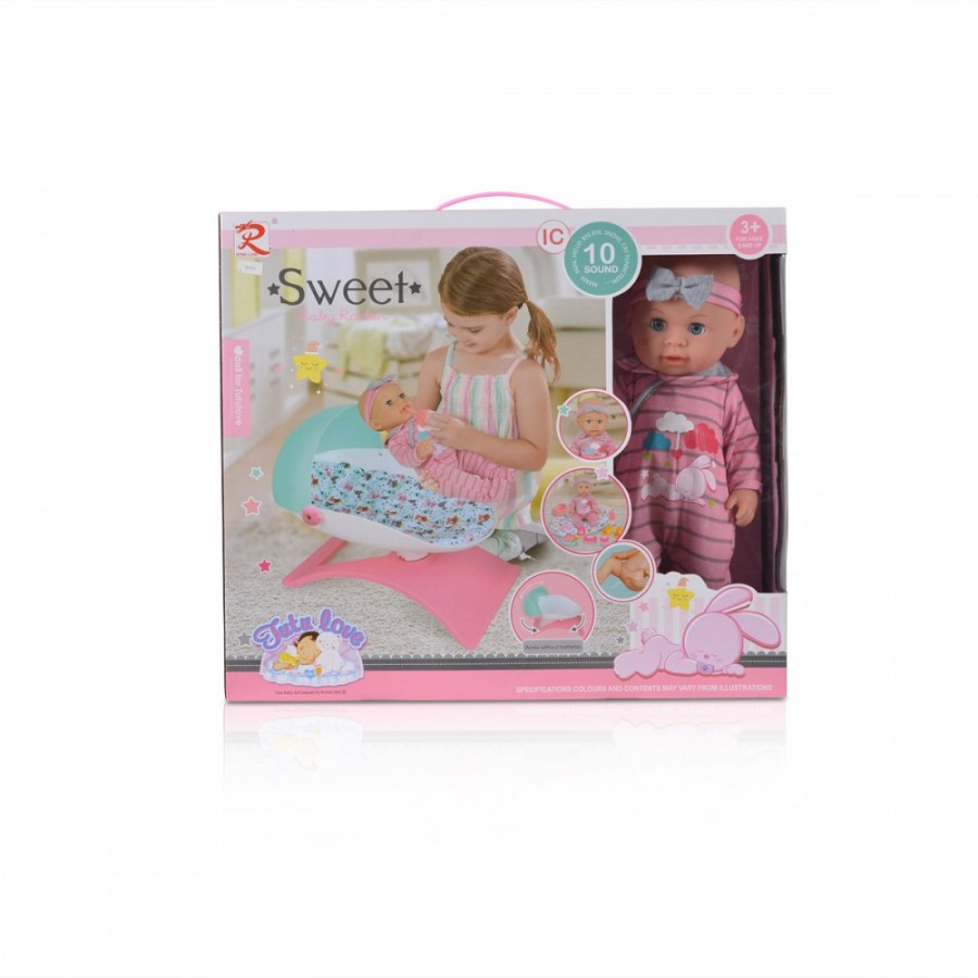 Moni Toys Κούκλα Μωράκι με Λίκνο 36 cm. 8695 (3800146266103)