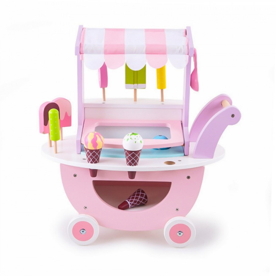 Moni Toys Ξύλινο Παγωτατζίδικο τρόλεϊ Pink W10A095 (3801005601707)