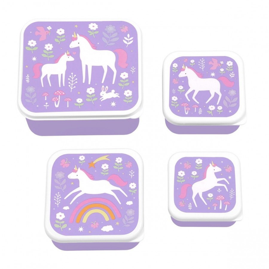 A little lovely company Σετ 4 δοχεία φαγητού Lunch & Snack Box Unicorn Dreams (SBSEUD73)